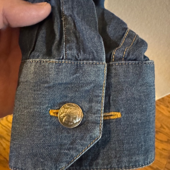 Men's Stubbs Wester Wear Denim Indian Head Button Banded Collar Shirt Size M - Picture 6 of 11